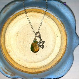 💕Dainty gemstone and dove sterling silver necklace